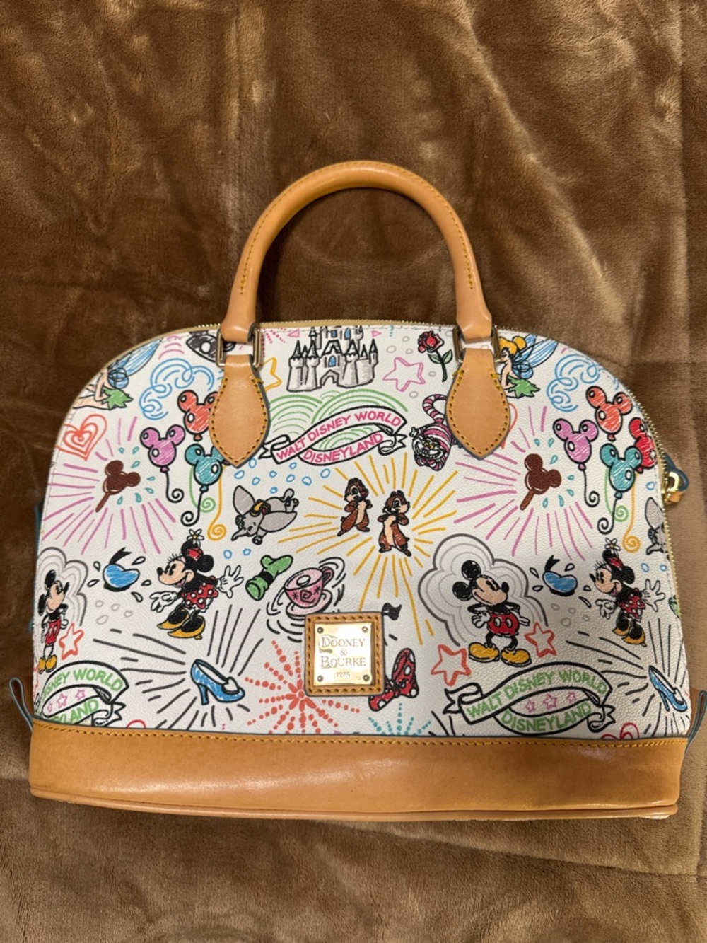 Dooney & Bourke White Multicolor Disney Character Satchel- Limited Edition